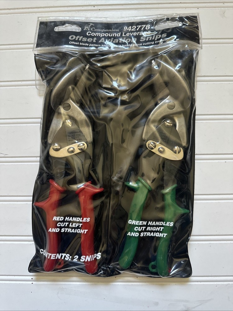 NOS Champion 9-42778 Compoun Leverage Offset Aviation Snips - Left & Right Pair