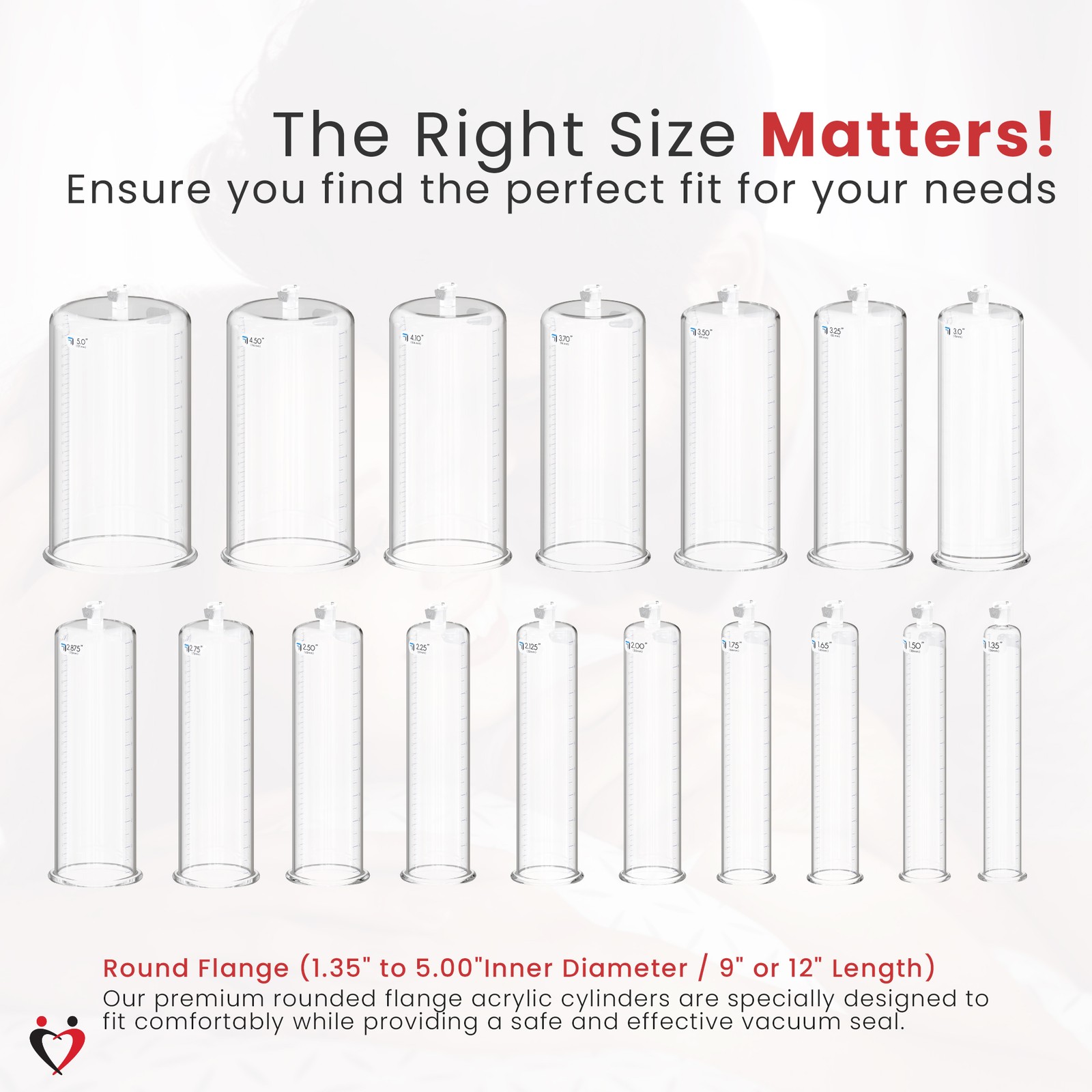 LeLuv Acrylic Cylinder for Penis Pump Untapered 9 & 12 Inch with Female Valve