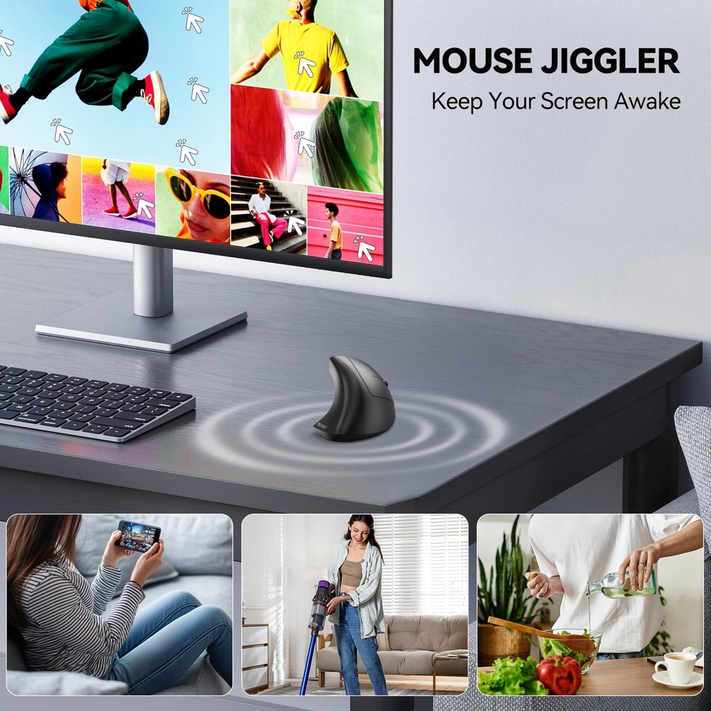 Ergonomic Mouse, Jiggler Bluetooth Wireless Vertical Mouse, 4800 DPI Silent M...