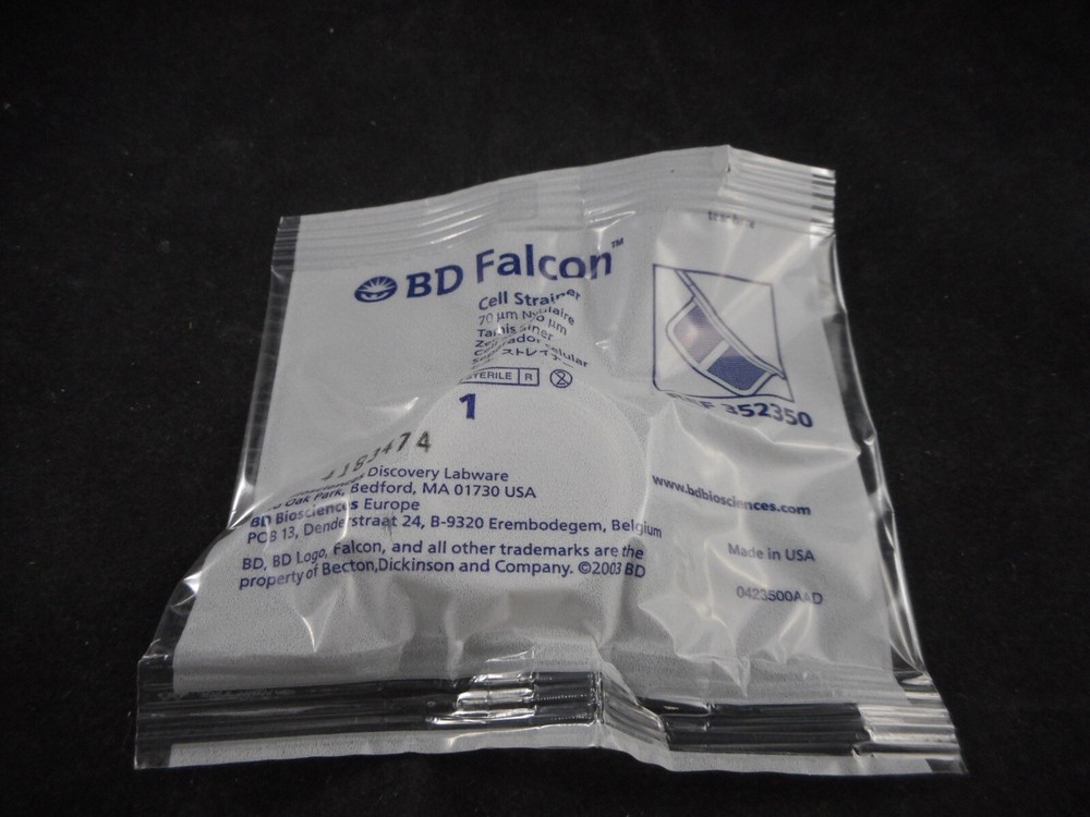 FALCON Plastic 70µm White Cell Strainers Polypropylene Frame Extended Tab 5/PK