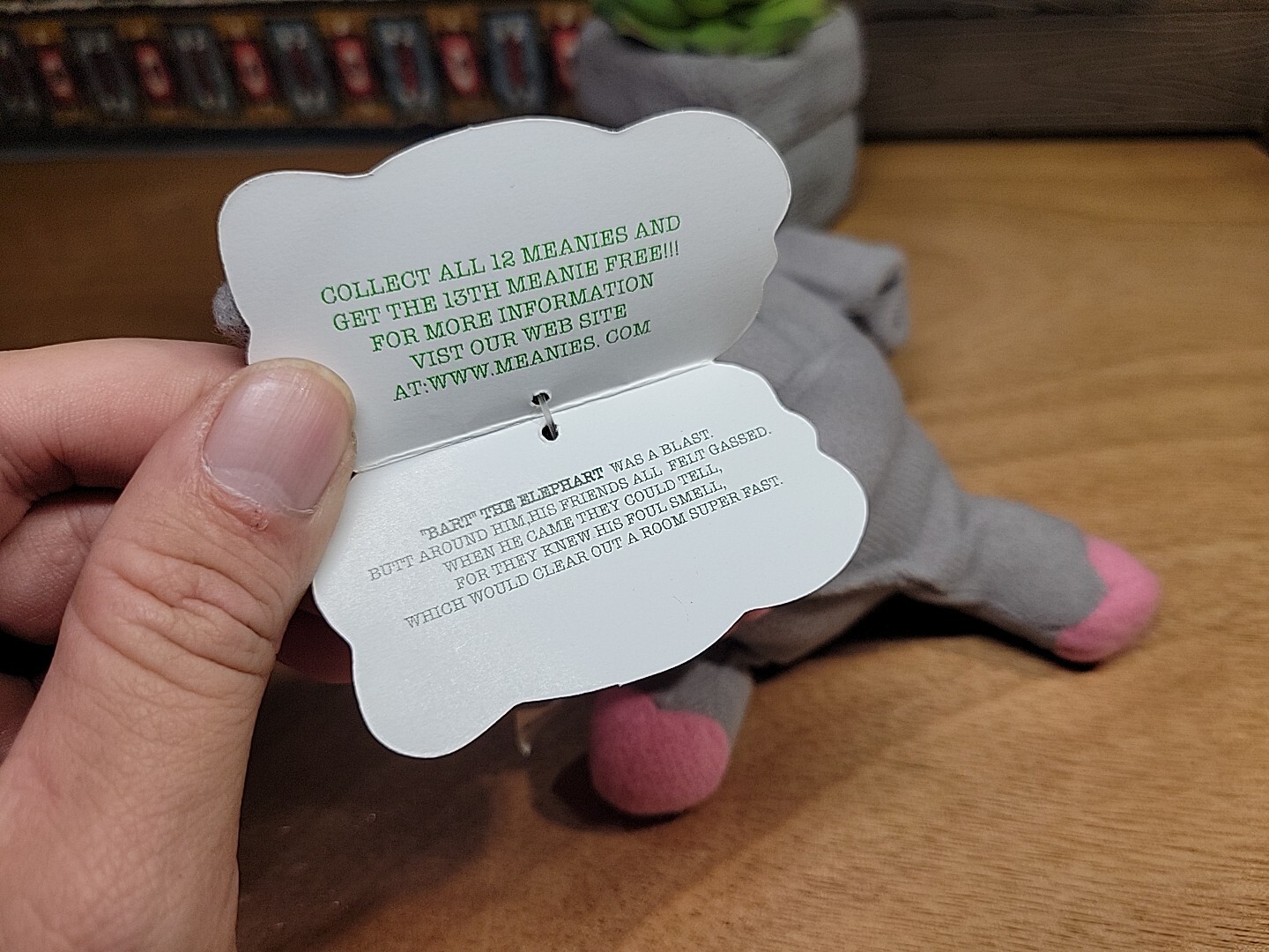 Meanie Beanie Series 1 Bart the Elephant Fart Passing Gas Pooping Crude Plush