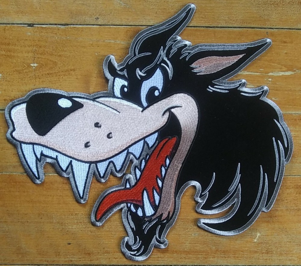 Large Embroidered Back Patch - Lone Wolf Biker Vest Jacket Iron On Patch