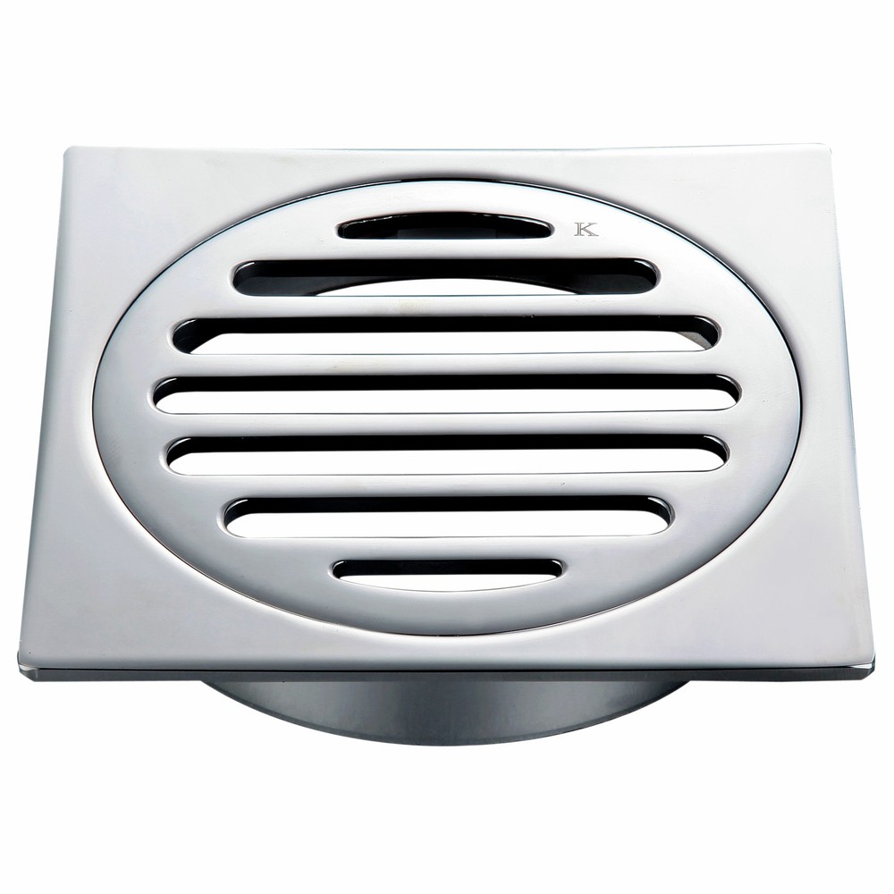 Kinetic 100mm Chrome Brass Square Floor Grate