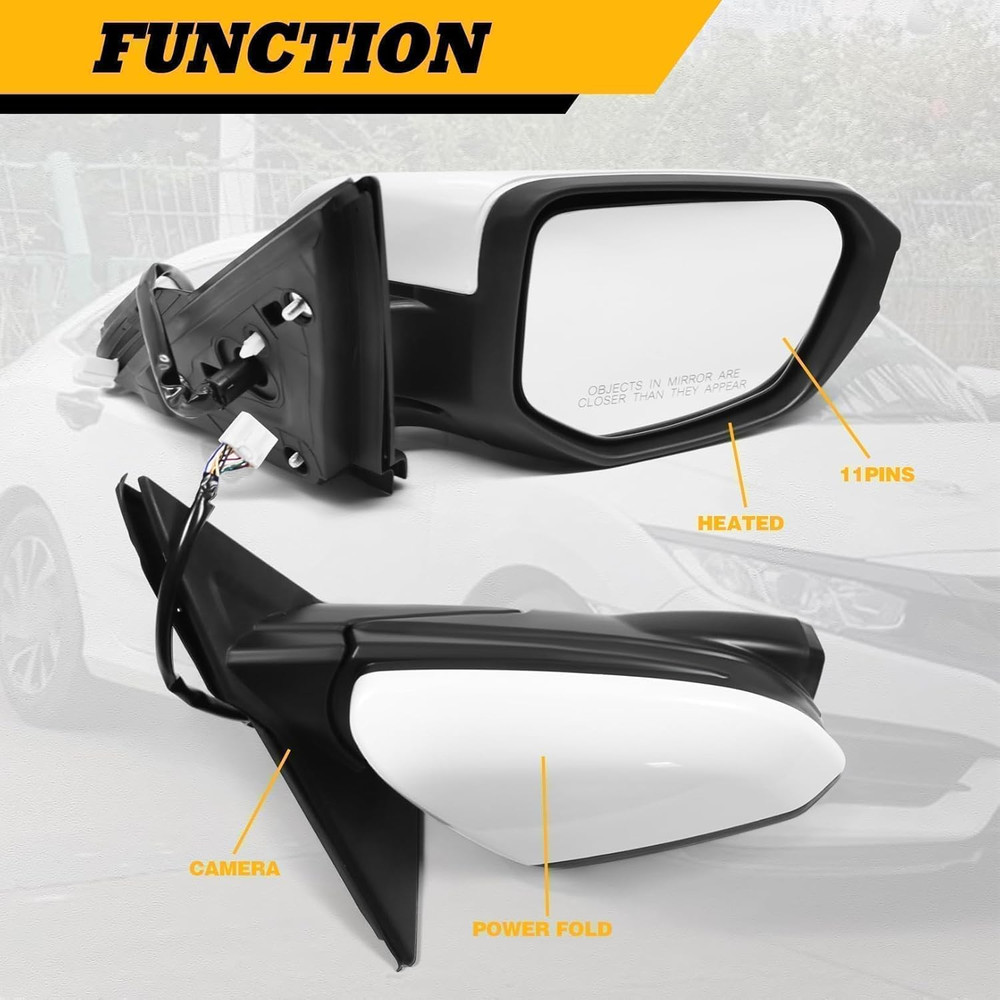Right Side Mirror Assembly Compatible with Civic 2016-2021 Camera & Heated & Pow