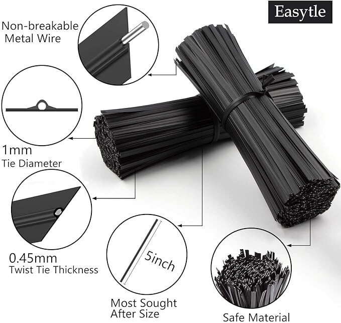 400 Pcs Twist Ties for Bags 5" Cable Ties Bag Twist Ties for Cord Twist Bread
