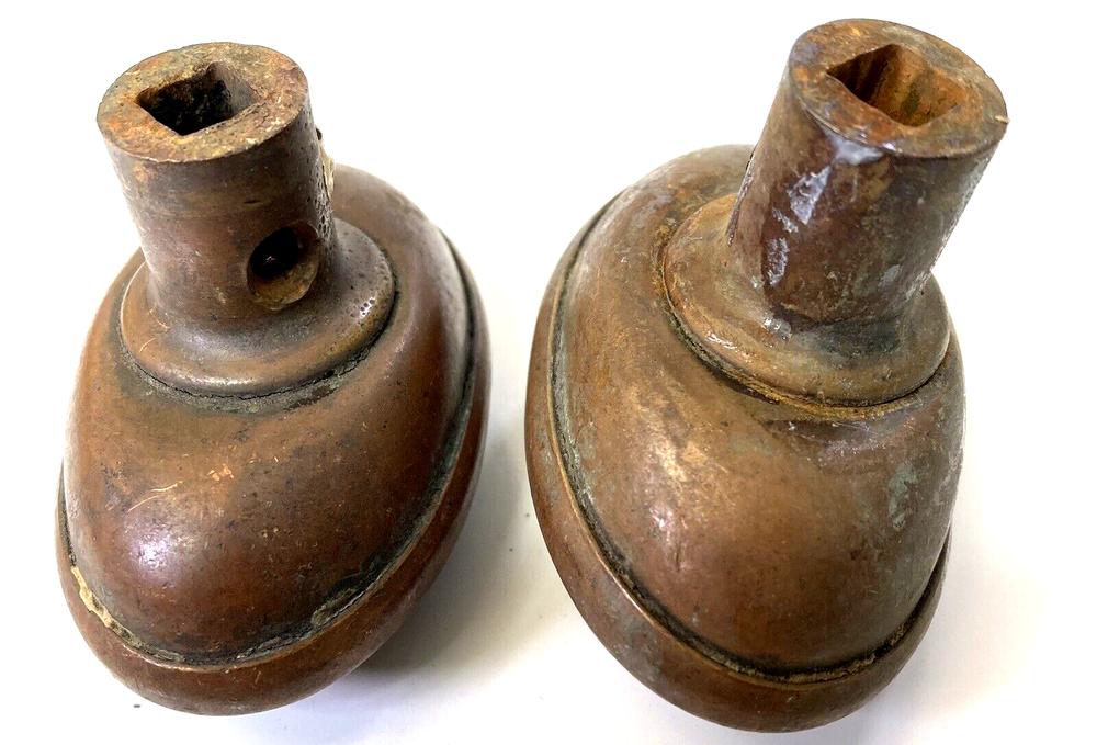 Vintage Salvage Oval Knobs, Copper Door Knobs, Antique, Free Shipping