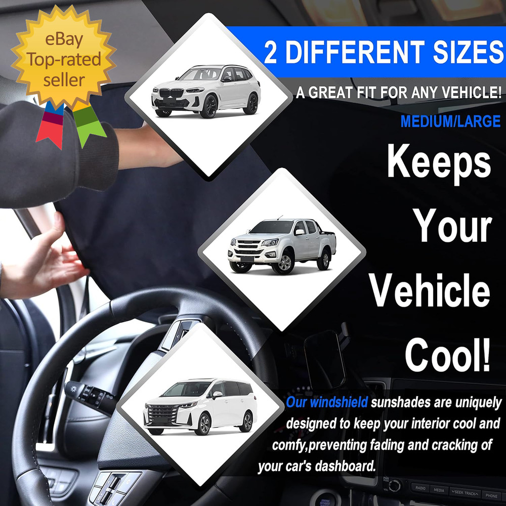Windshield Sun Shade - 2 Piece Car Sun Shade Windshield Foldable Car Shade