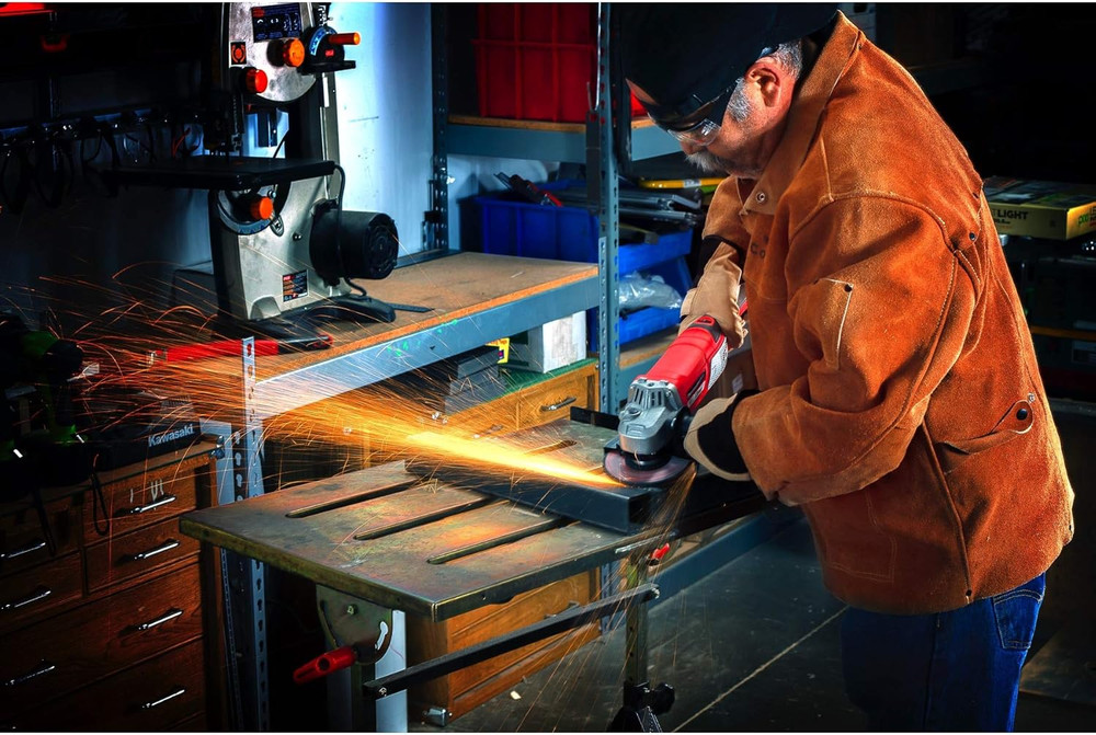 5-Inch Variable Speed Angle Grinder, 10 Amp Motor, 6-Speed Control, Lock-On Trig