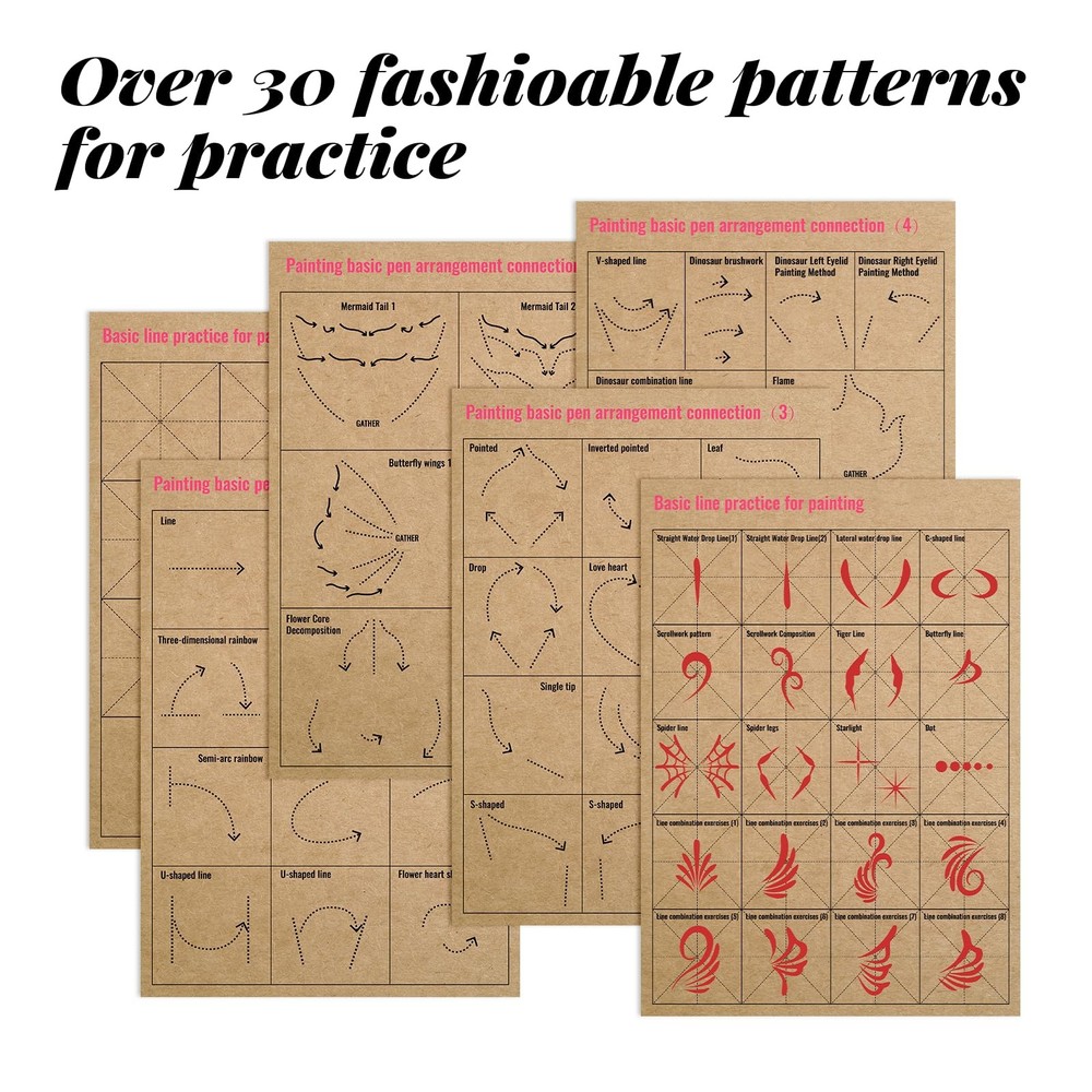 7 PCS Reusable Face Painting Practice Board A4 Size Stencil Template Sheets