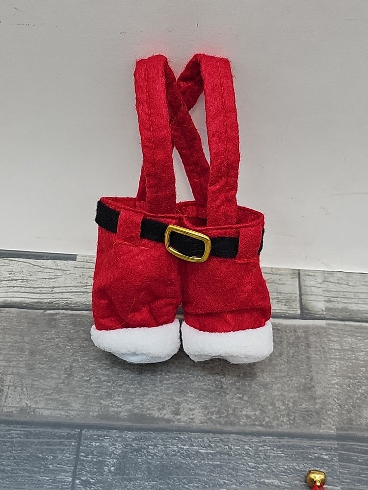 Red Felt Santa Pants, Small, Multi-Use & PetHoliday Cat Santa Hat Bundle [129]