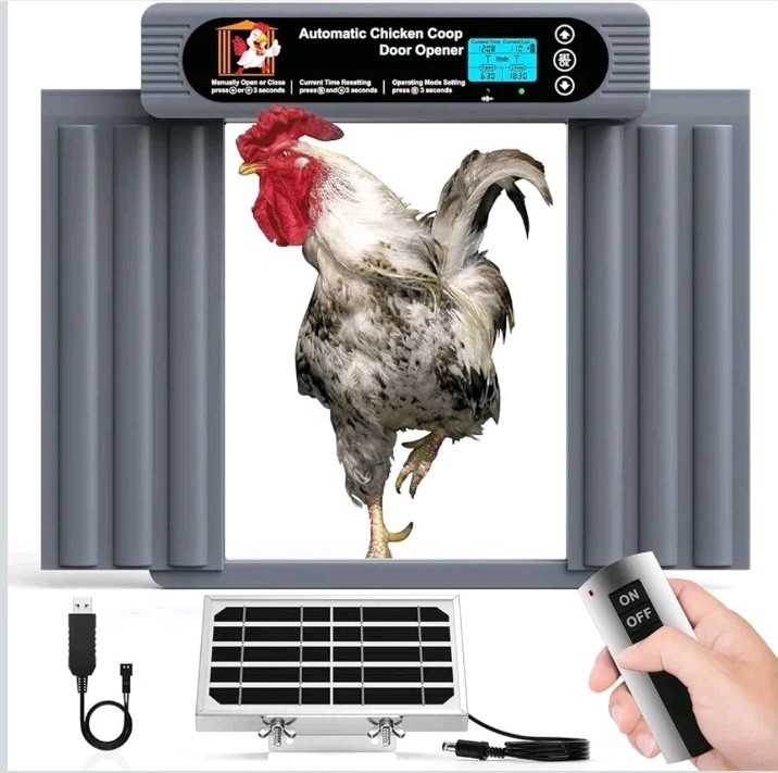 Solar Automatic Chicken Coop Door Opener w/ Timer/Light Sensor/Remote Control