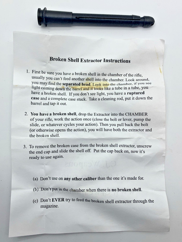30-06 Broken Shell Extractor with instructions, new