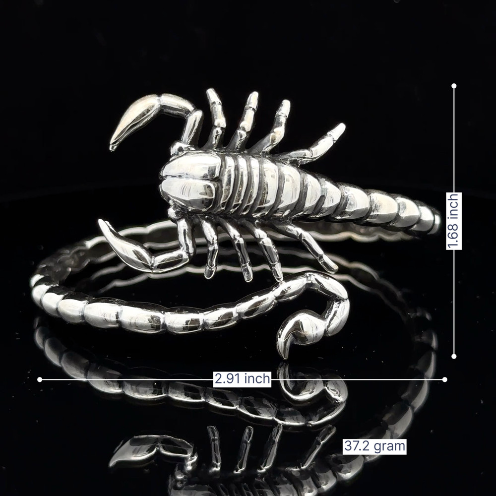 Scorpio Bangle in Solid 925 Silver – Bold Biker & Gothic Statement Bracelet