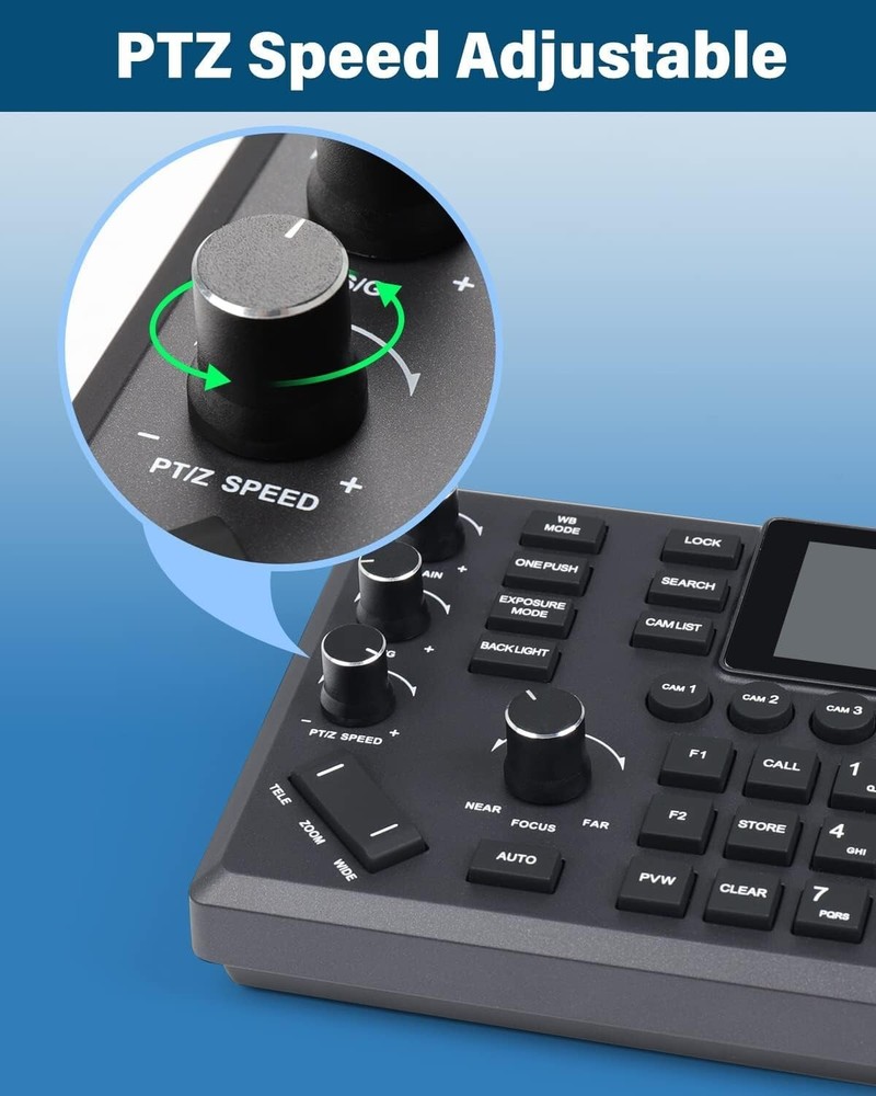 PTZ Controller Poe NDI PTZ Camera Controller 3" LCD Screen Preview, 4D Joystick