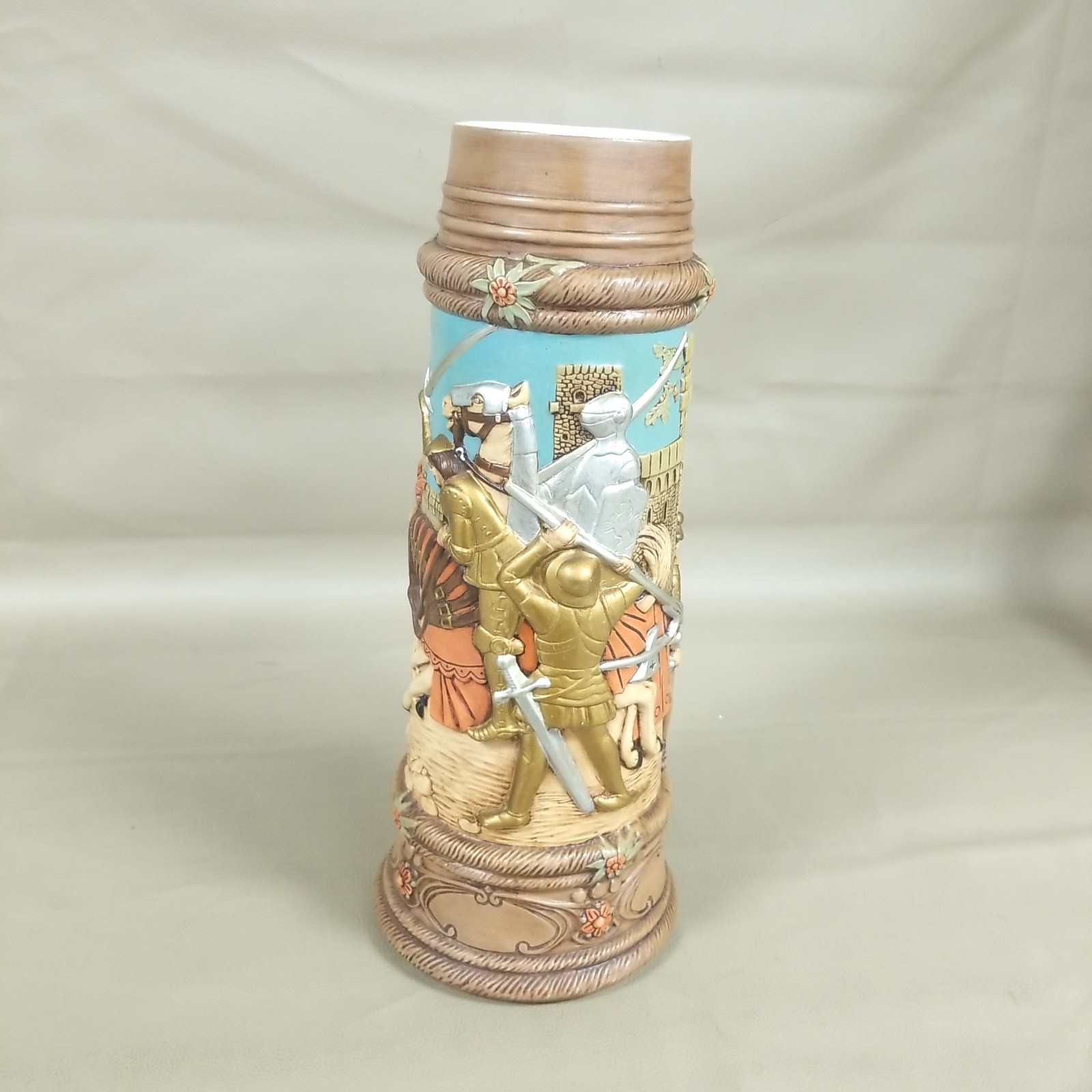 Hand Painted Ceramic Tall German Style Beer Stein Mug No Lid 24"