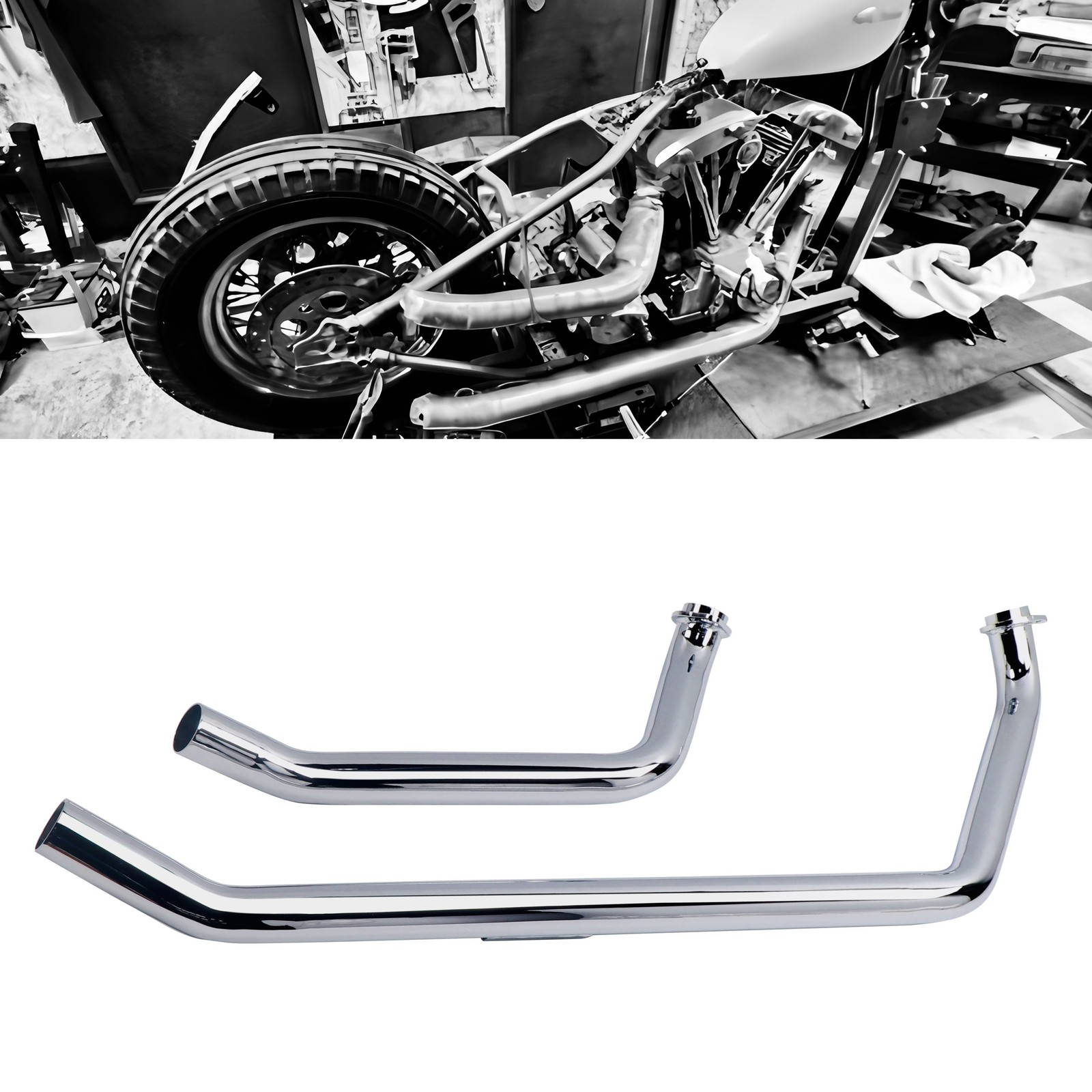 Upswept Front Exhaust Pipe Set for Shovelhead 1970-1984 Custom & Slip on