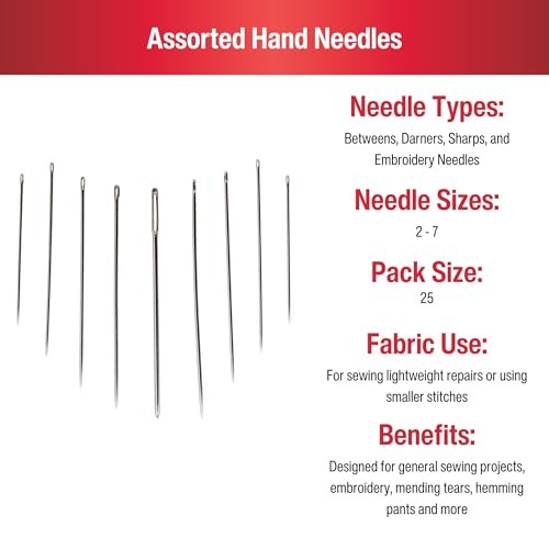 00276 Assorted Hand Needles in Compact, 25-Count,Assorted 25/Pkg 1-Pack