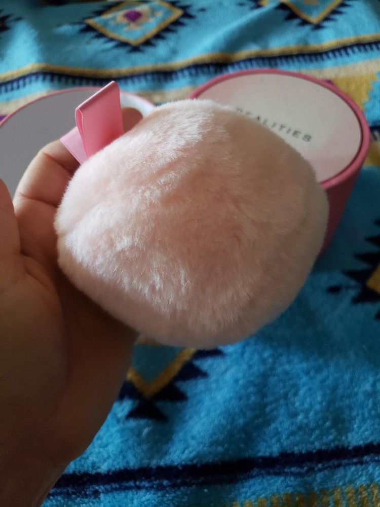 Pink Powder Box With Puff Empty Refillable