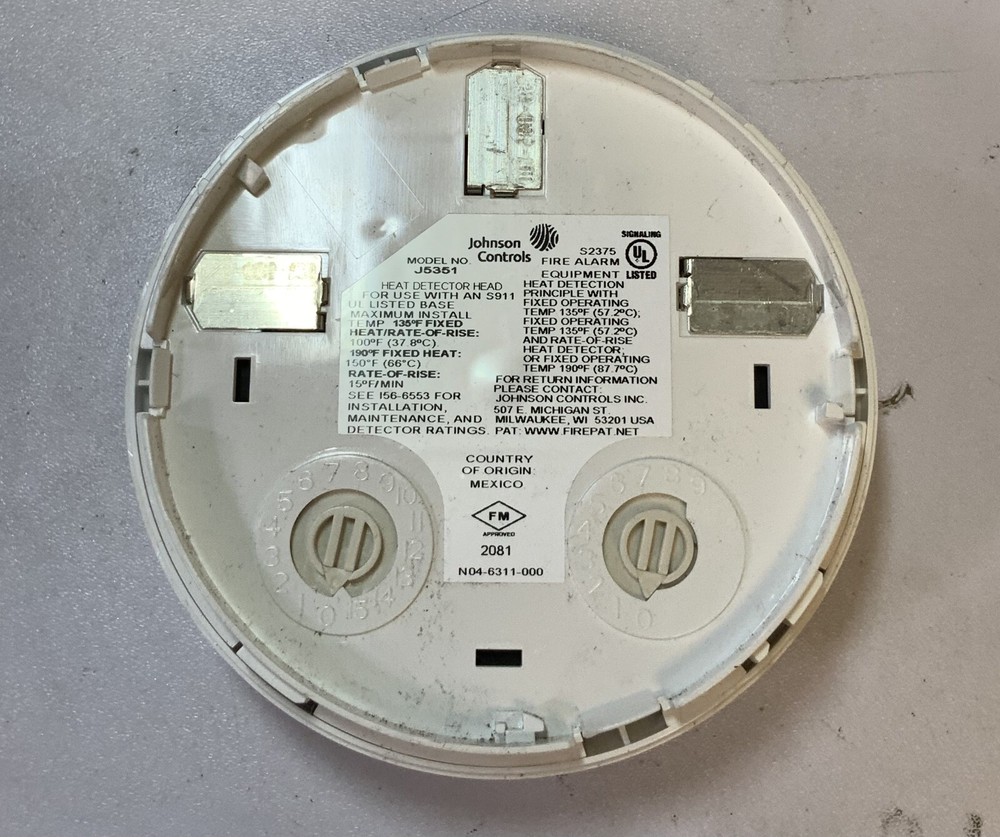 Johnson Controls J5351 Fixed Temperature Heat Detector, White "I3C"
