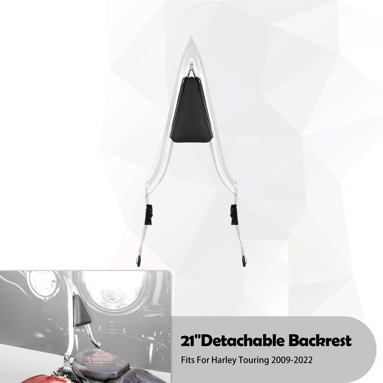 22" Backrest Chrome Sissy Bar For Harley Road Glide Street Touring FLHR 09-25