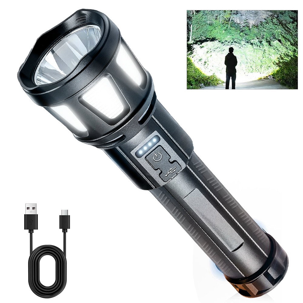 120000000Lumens Super Bright LED Tactical Flashlight USB Rechargeable Work Light