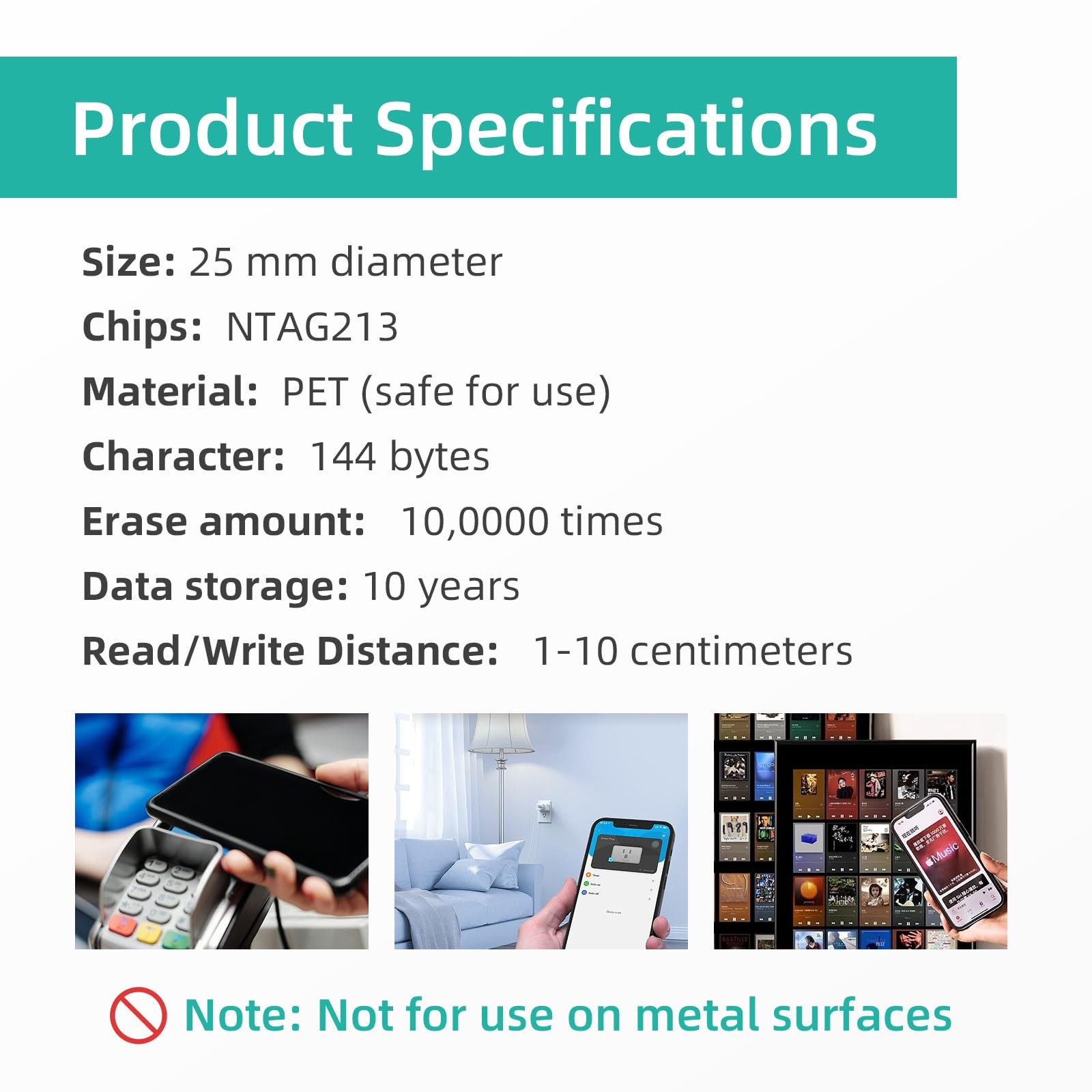 NFC Tags Sticker with Tag213 Blank Chips NFC Stickers Adhesive Labels RFID Ta...