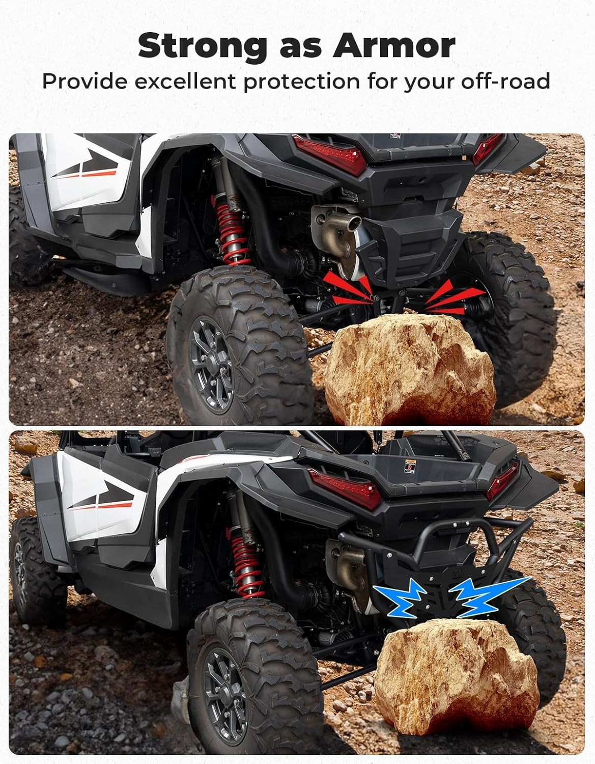 KEMIMOTO Heavy Duty Steel Rear Bumper Compatible with 2024 2025 2026 Polaris RZR