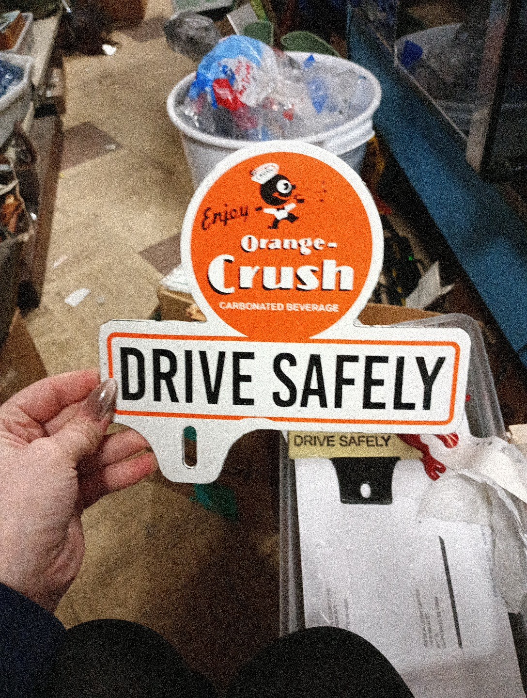 Porcelain Enjoy Orange Crush Drive Safely Topper