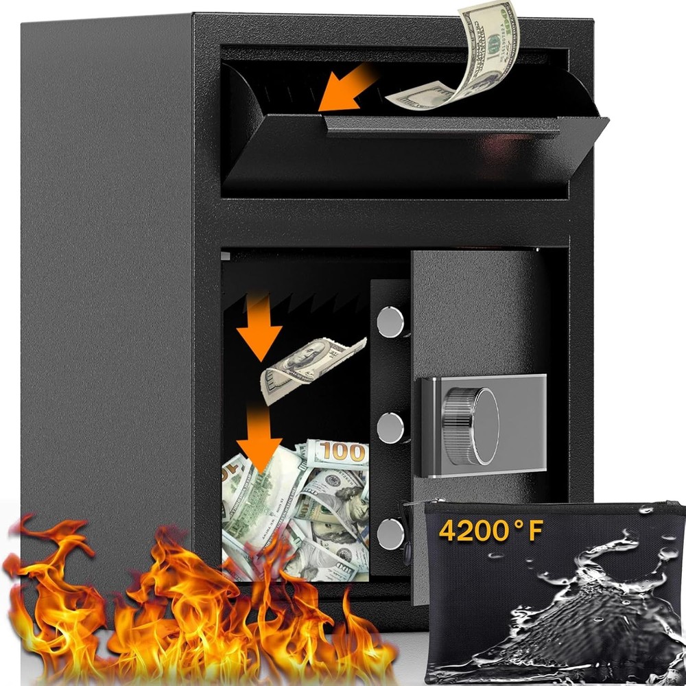 1.8 CUB Depository Drop Safe Fireproof, Front Drop Slot Lock Box