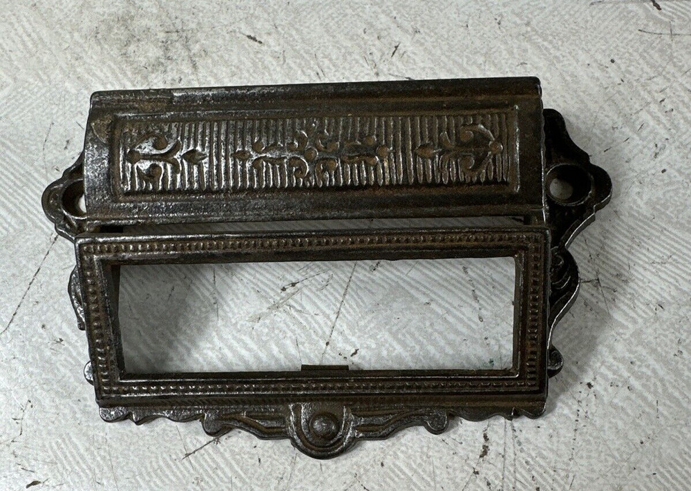 Antique Eastlake Victorian Cast Iron Bin Pull Drawer Hardware Handle