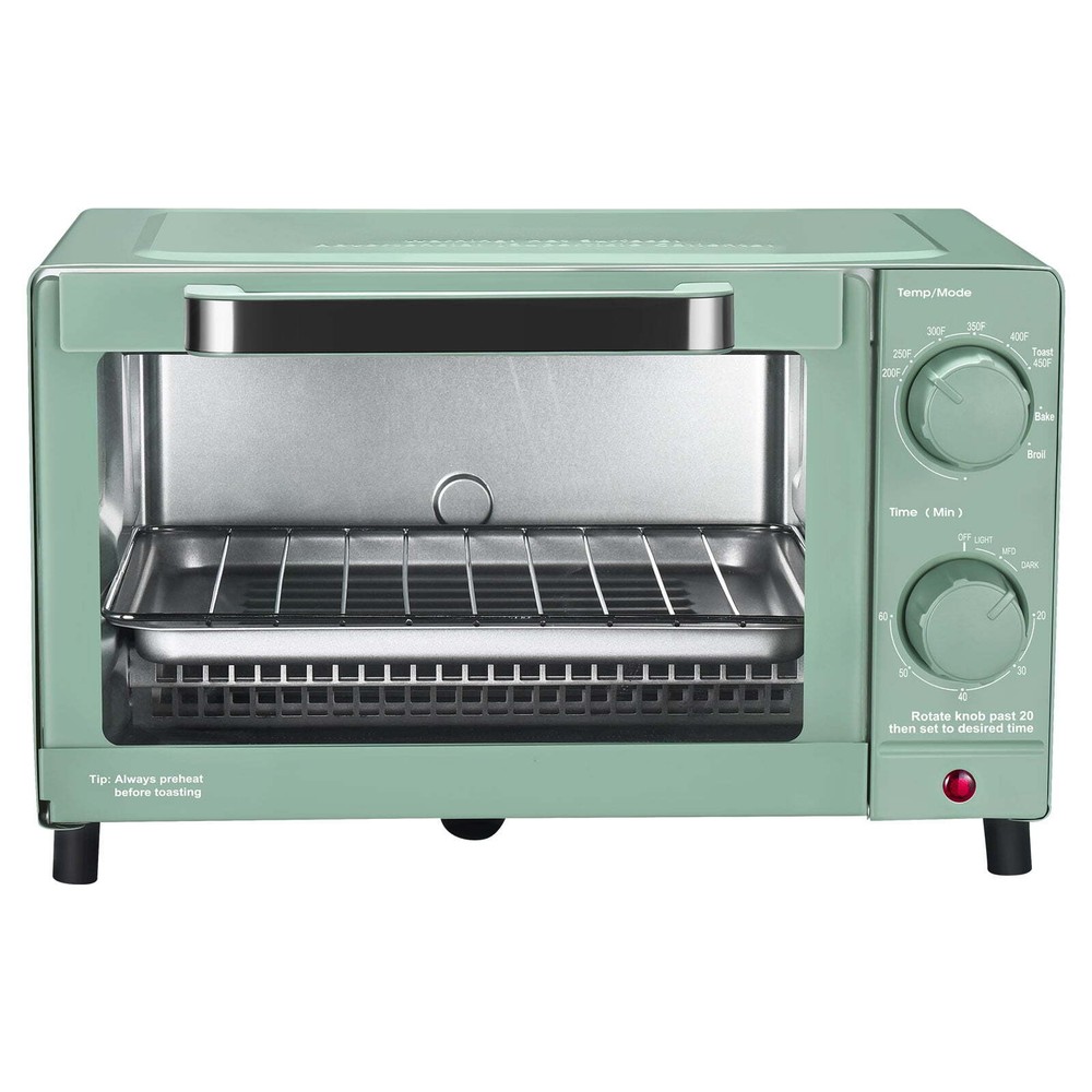 4 Slice Toaster Oven with 3 Settings, includes Baking Rack and Pan, Black, NEW