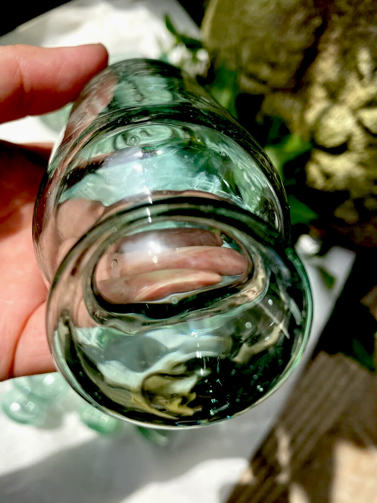 Set of 5 Japanese Glass Floats Antique Blue and Green Rolling Pin Fishing Decor