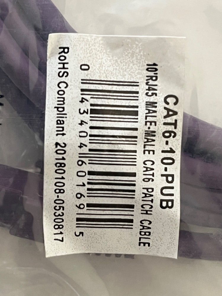 10 PACK - 10' FT CAT6 PURPLE PATCH CORD ETHERNET NETWORK CABLE.