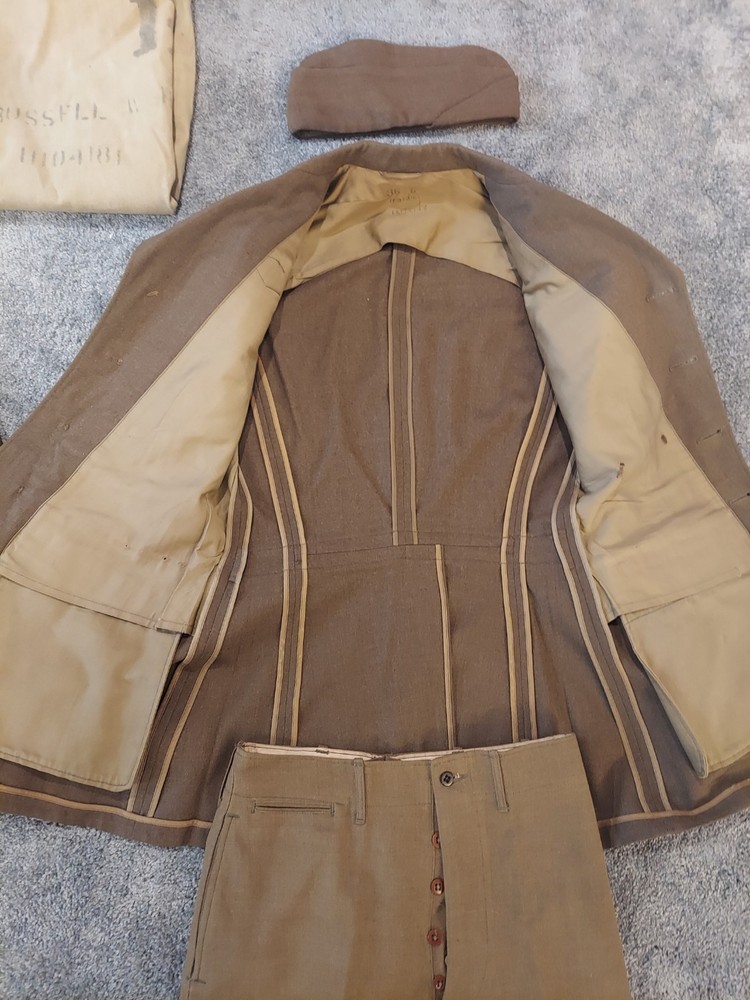 WWII Uniform Grouping - WW2 Sergeant Uniform Set - Jacket, Pants, Overcoat Etc