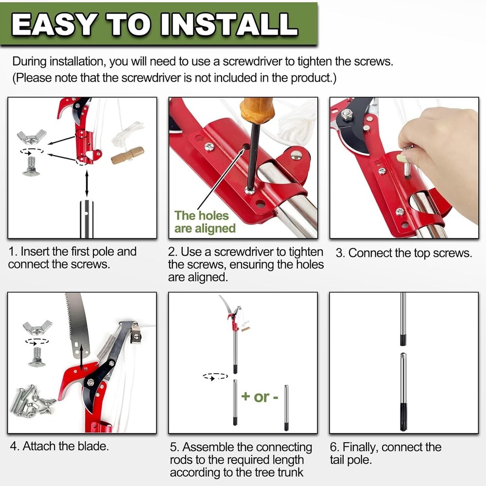 Versatile 13ft Manual Pole Cutter - Perfect for Safe Tree Trimming and Pruning