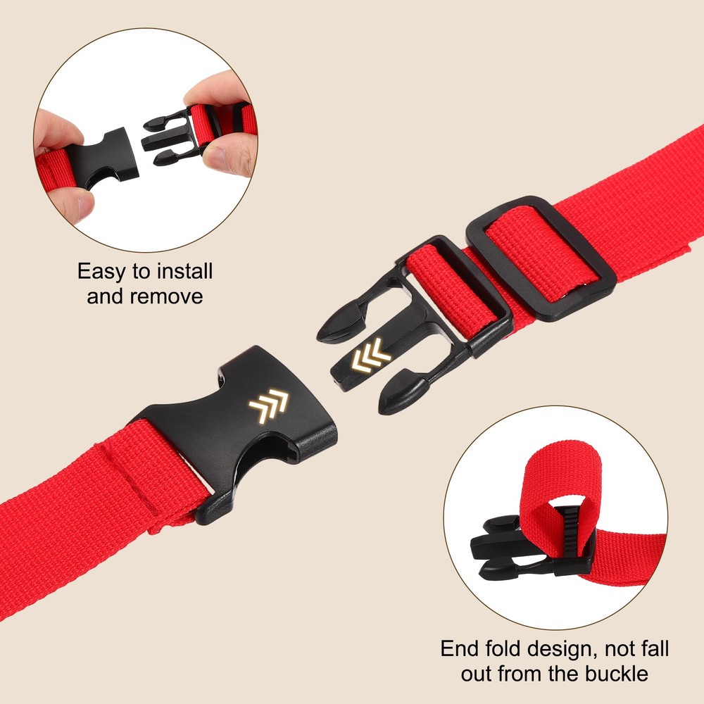 3pcs 1" x 3ft Utility Straps with Quick Release Buckle Adjustable, Red