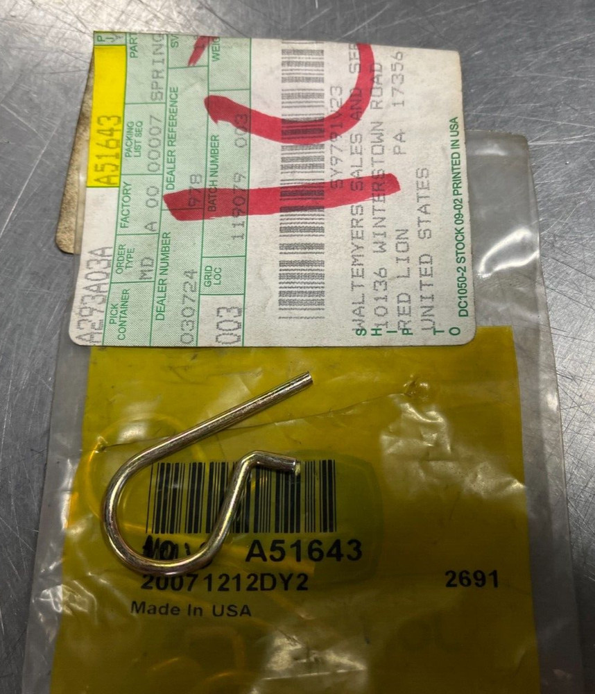 A51643 OEM John Deere Spring Locking Pin