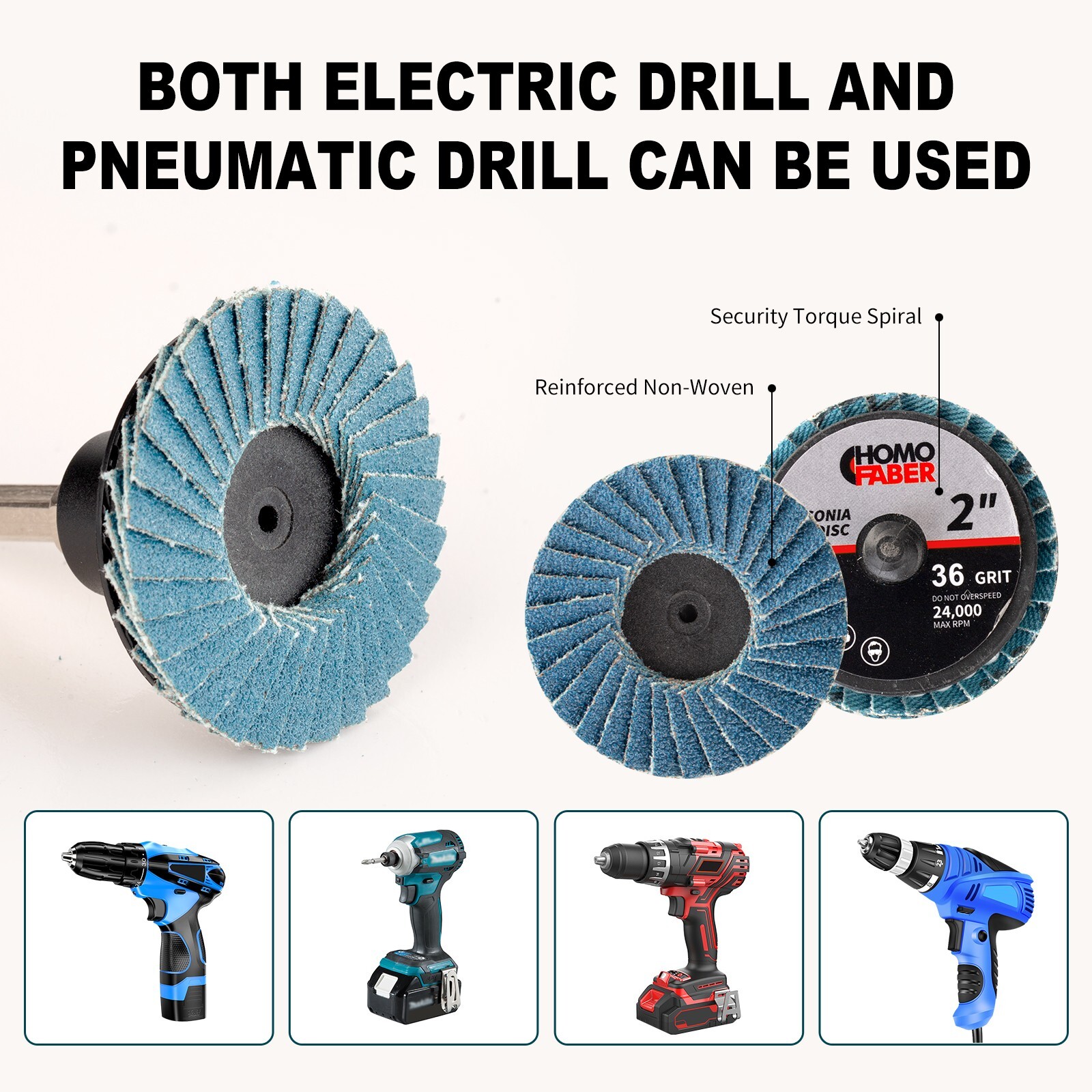 50 PCS 2 Inch Flap Disc for Die Grinder Sanding Disc & Holder, 36/60/80/120 Grit