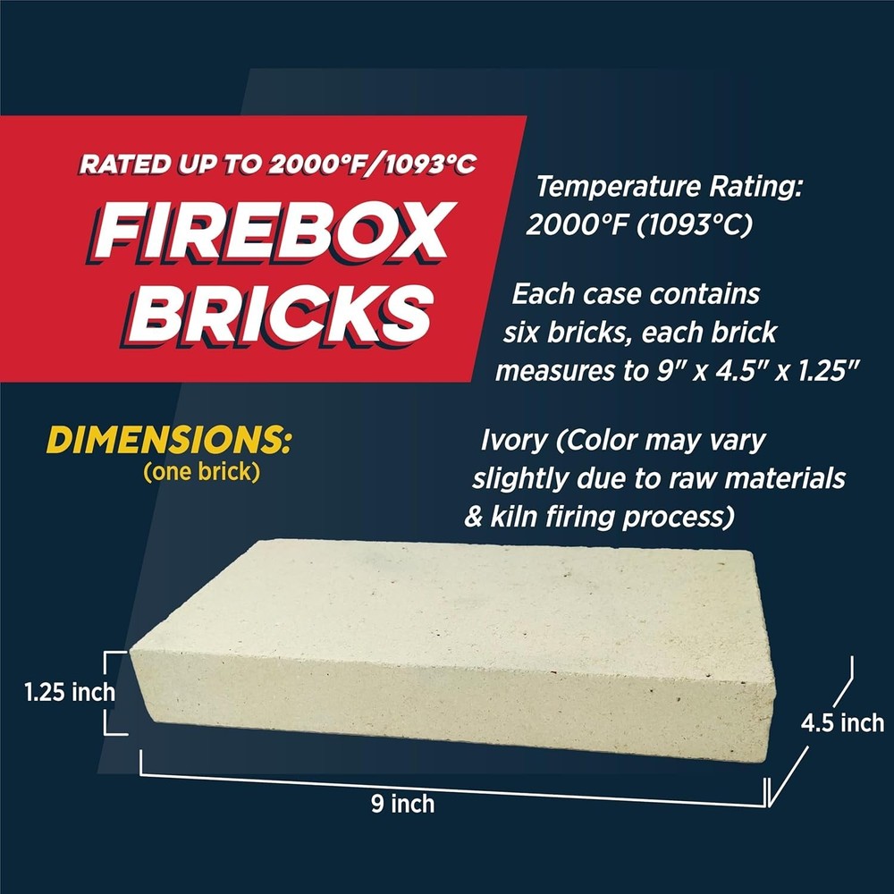 Rutland Fire Bricks, Properly Cured High Temperature FireBrick, -Made Residen...