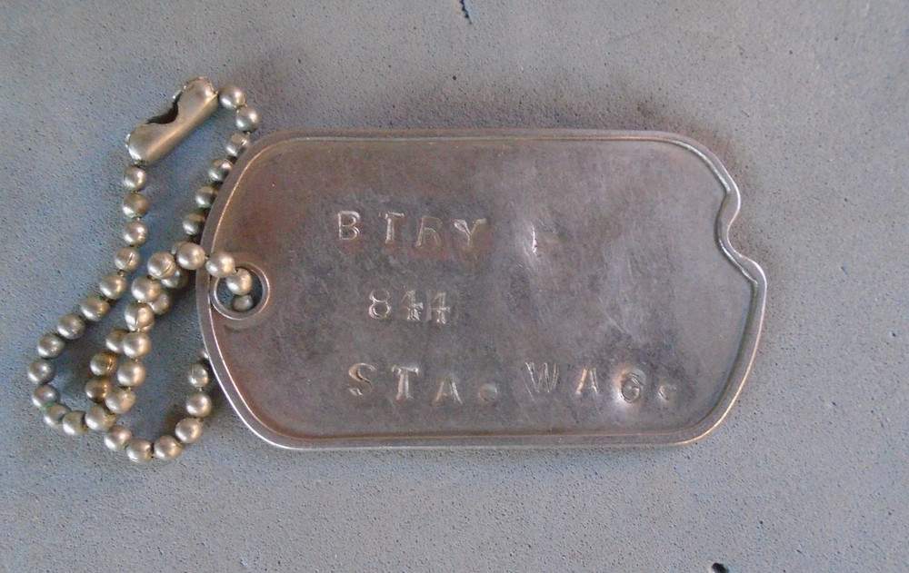 US Army dog tag marked "BTRY F"