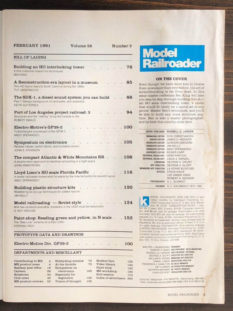 Model Railroader Magazine - 1991, 2 Issues Lot
