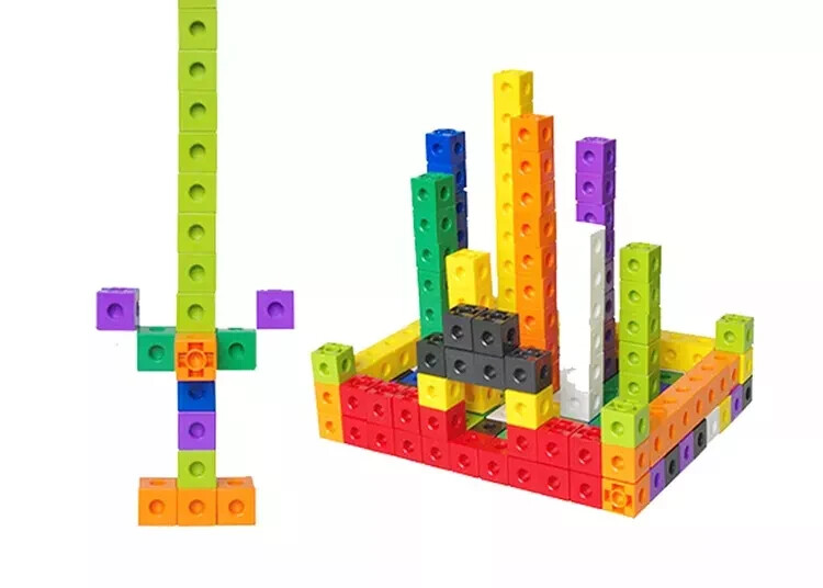 Educational Linking Cubes Set of 100 Math Manipulatives Construction Early Math