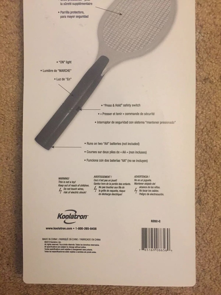 Bite Shield Electronic Bug Racket Zapper Kills Insects Mosquitoes Flies (2XAA)