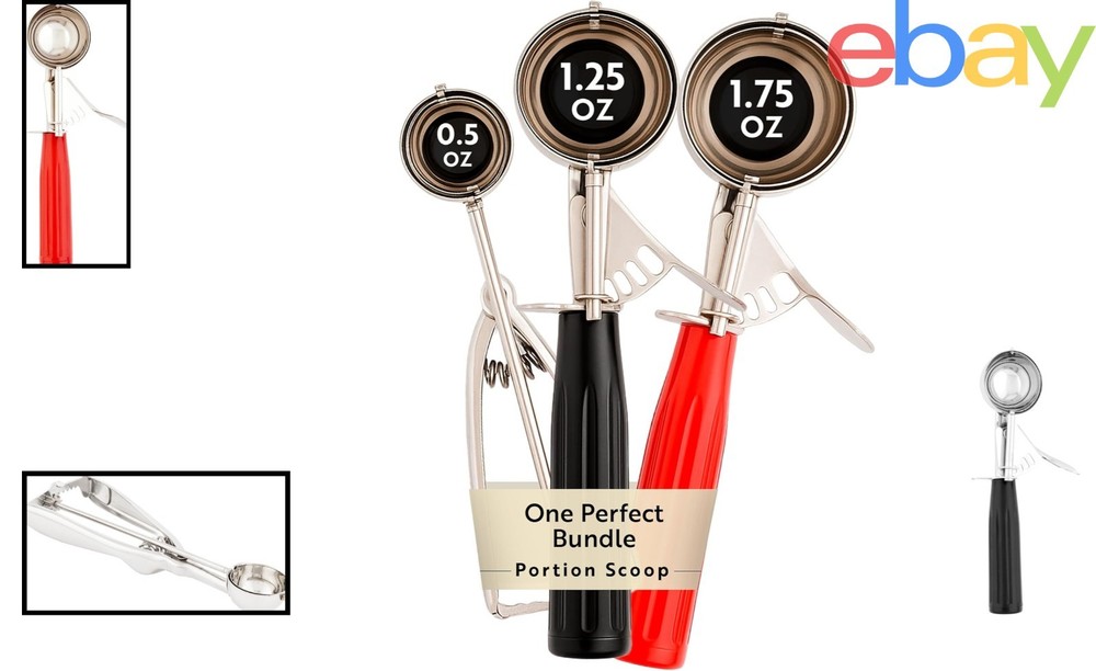 3-Piece Ice Cream Scoop Set with Trigger Release for Perfect Portion Control