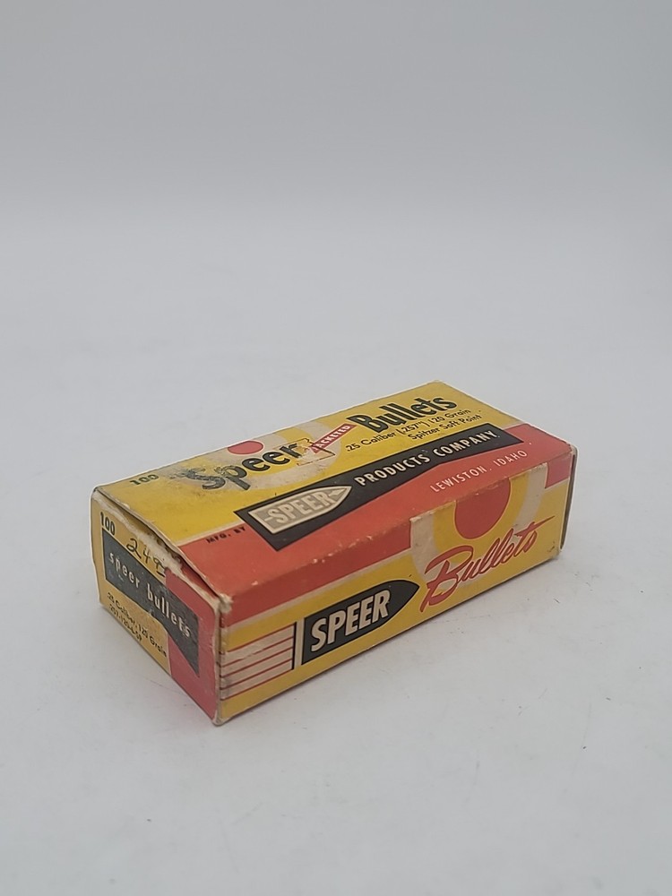 Vintage Speer .25 Cal 120gr Bullet Box EMPTY Reloading Packaging