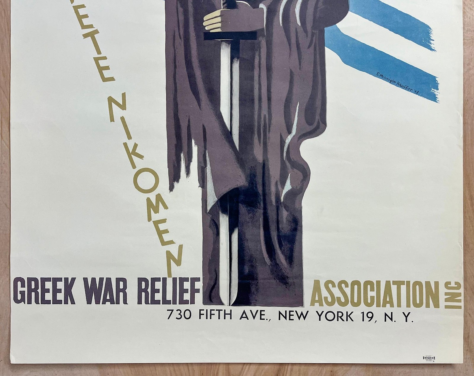 1943 Greek War Relief Association Poster Edward McKnight-Kauffer Greece Original