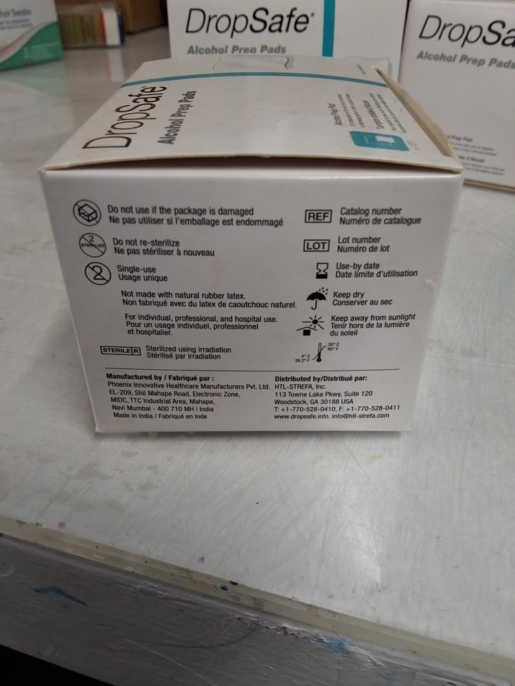 Drop Safe Alcohol Prep Pads 2 Boxes (200 Alcohol Pads)