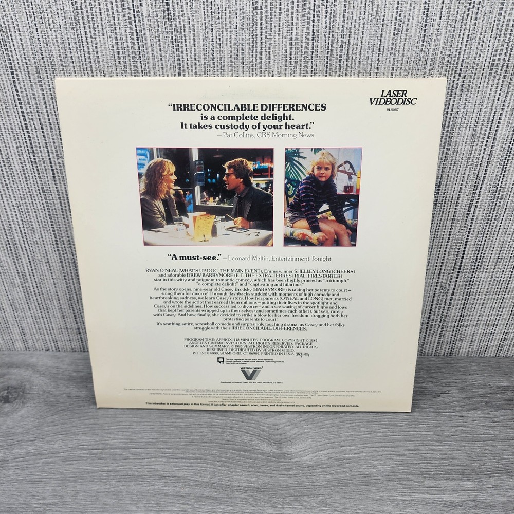 Irreconcilable Differences Laserdisc Video 1985 Shelley Long Drew Barrymore