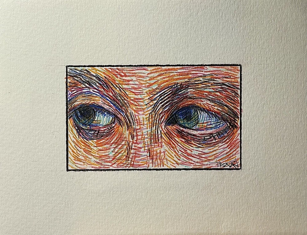 Original Unique Abstract Figurative Portrait Portrait Crayon Picture