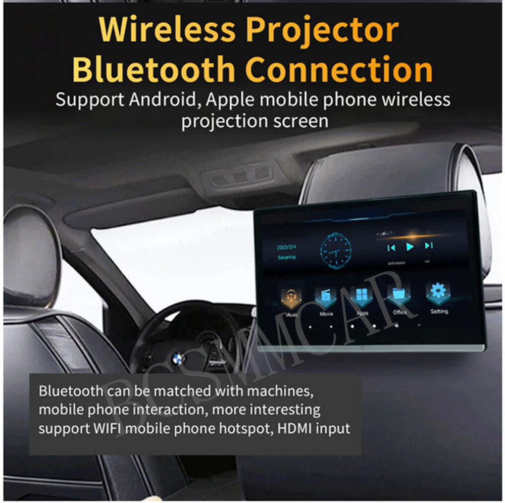Pair Car Rear Seat TV Player 4K Video Touch Screen Music Headrest Monitor 2G+32G